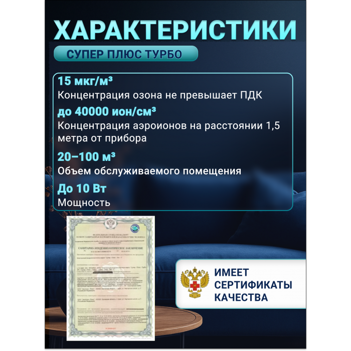 Очиститель-ионизатор воздуха-Супер Плюс Турбо